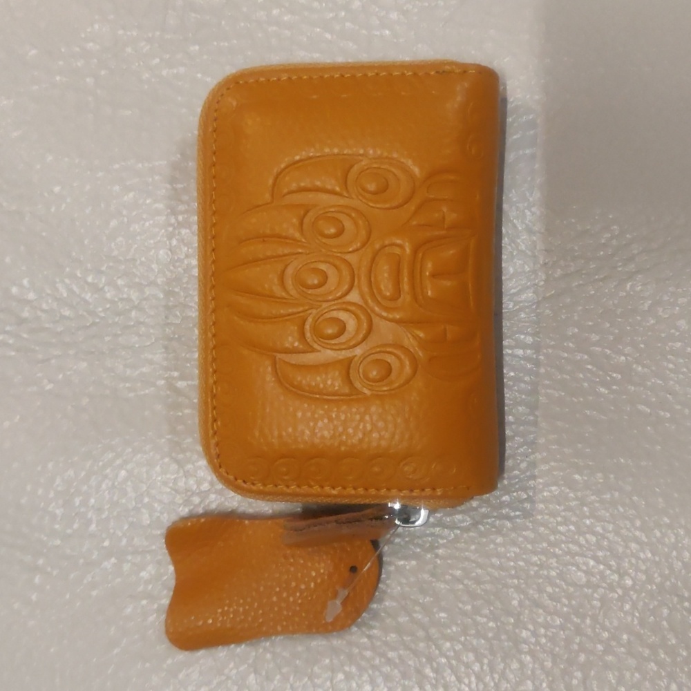 Leather Card Holder with Indigenous Art 'Paw' by Francis Horne Sr.